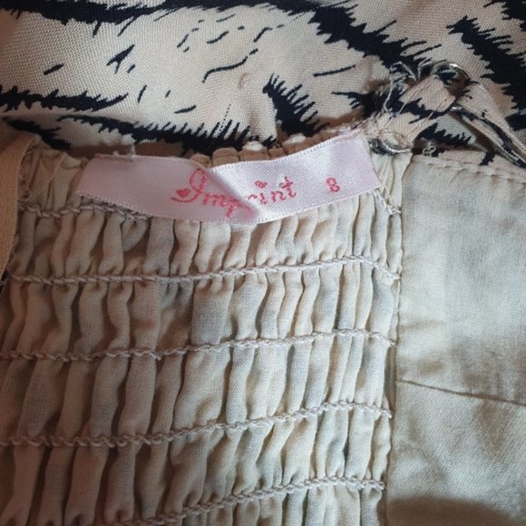 Maxi Dress zebra print beige Size 8 strappy v-neck Imprint Cotton - Picture 7 of 8